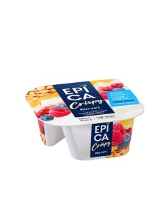 Йогурт Crispy Натуральный и смесь из мюсли и сушеных ягод 138 г Epica