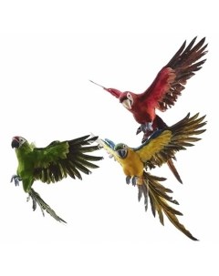 Статуэтка Glasar Три попугая зеленый желтый красный 18х52х60 см Kaemingk обиход