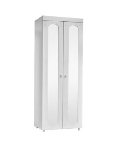 Шкаф для белья Афина АФ 43 с зеркальными дверьми белое дерево Олмеко