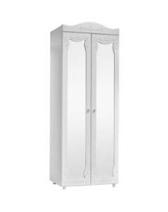 Шкаф для белья Италия ИТ 43 с зеркальными дверьми белое дерево Олмеко
