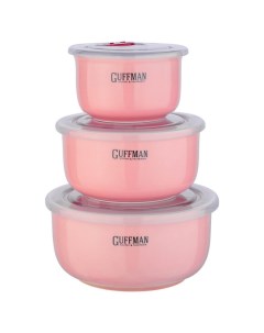Набор контейнеров с вакуумной крышкой 3шт розовый Guffman