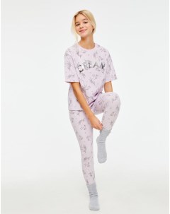 Фиолетовая пижама oversize с единорогами для девочки Gloria jeans