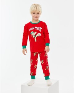 Красная пижама с новогодним принтом Touch cookie для мальчика Gloria jeans