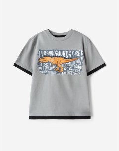 Серая футболка с динозавром для мальчика Gloria jeans