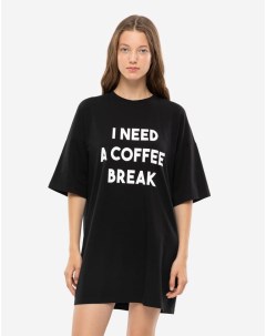 Чёрная ночная сорочка с принтом I need a coffee break Gloria jeans