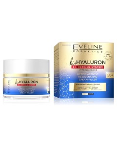 Омолаживающий крем филлер против морщин день ночь 50 50 мл BioHyaluron 3x Retinol System Eveline cosmetics