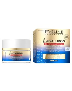 Ультраувлажняющий крем филлер день ночь 40 50 мл BioHyaluron 3x Retinol System Eveline cosmetics