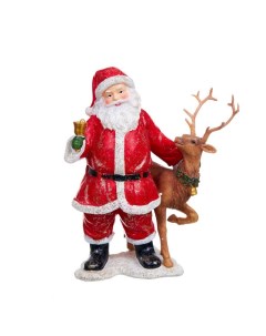 Статуэтка 20 см Санта Клаус с оленем красный Royal collection