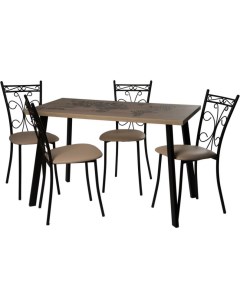 Обеденная группа стол и 4 стула коричневый 120x75x64 см Аврора