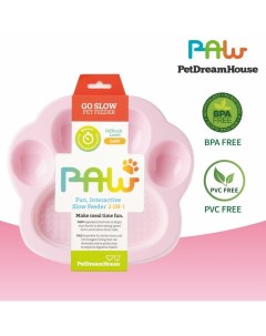 Paw 2 in 1 Mini Slow Feeder Lick Pad Baby Pink Easy Миска для медленного кормления 2 в 1 мини розова Petdreamhouse