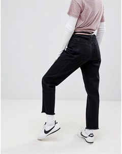 Черные джинсы в винтажном стиле 2 оттенков с необработанными краями Pull & bear