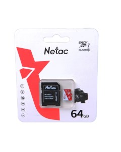 Карта памяти 64Gb MicroSD P500 Eco UHS I Class 10 NT02P500ECO 064G R с переходником под SD Netac