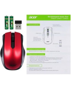 Мышь беспроводная OMR032 чёрный красный USB радиоканал Acer