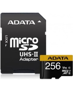 Флеш карта microSD 256GB Premier ONE microSDXC Class 10 UHS II U3 V90 275MB s SD адаптер AUSDX256GUI Adata