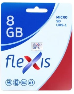 Карта памяти microSDHC 8GB Cl10 U1 с адаптером Flexis