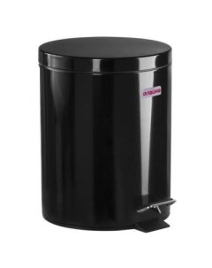 Ведро контейнер для мусора урна с педалью Classic 5 л черное глянцевое металл со съемным внутренним  Лайма