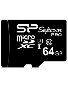 Флеш карта microSD 64GB Superior microSDXC Class 10 UHS I U3 90 80 MB s SD адаптер Silicon power