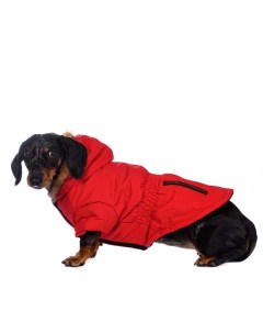 Куртка приталенная с меховым капюшоном для собак S красный унисекс Rurri