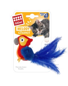 Игрушка для кошек MELODY CHASER SERIES Попугай со звуковым чипом 8 см Gigwi