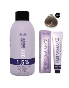 Набор Перманентная крем краска для волос Ollin Performance оттенок 10 1 светлый блондин пепельный 60 Ollin professional
