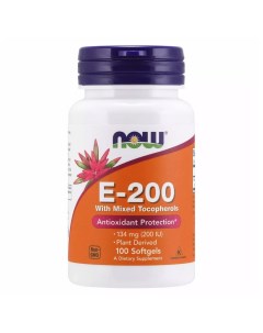 Натуральный витамин Е 200 100 капсул Витамины и минералы Now foods