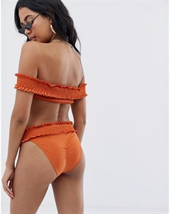 Оранжевые плавки бикини с присборенной отделкой Boohoo
