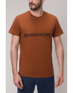 Хлопковая футболка с логотипом Calvin klein jeans