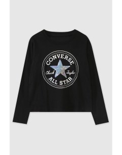 Хлопковый лонгслив с логотипом бренда Converse