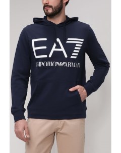 Хлопковое худи с логотипом бренда Ea7