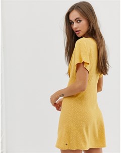 Желтое платье в горошек Pull & bear