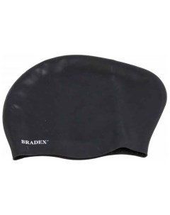 Шапочка для плавания черный SF 0364 силиконовая для длинных волос Bradex