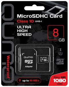 Карта памяти MicroSDHC 8GB Class 10 UHS I Qumo