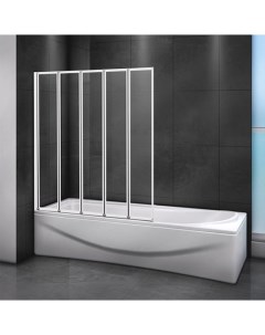 Шторка для ванны Relax V5 120 140 C Bi прозрачное стекло профиль белый Cezares