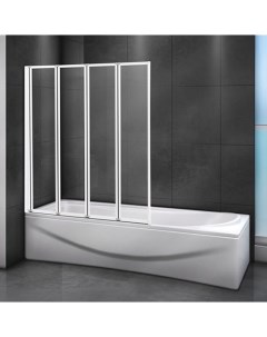 Шторка для ванны Relax V4 90 140 P Bi матовое стекло профиль белый L Cezares