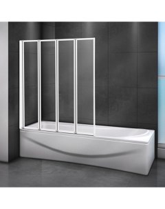 Шторка для ванны Relax V4 80 140 C Bi прозрачное стекло профиль белый Cezares