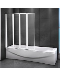 Шторка для ванны Relax V4 90 140 C Bi прозрачное стекло профиль белый Cezares