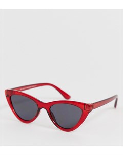 Солнцезащитные очки кошачий глаз в красной оправе New look