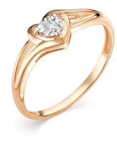 Кольцо Сердце с 1 бриллиантом из красного золота Мастер бриллиант