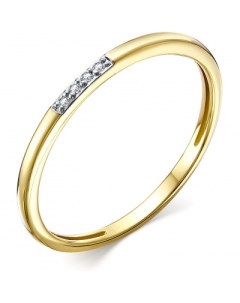 Кольцо с 4 бриллиантами из жёлтого золота Костромская ювелирная фабрика "алькор"