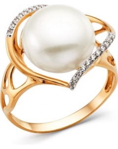 Кольцо с жемчугом и фианитами из красного золота Юз гранат