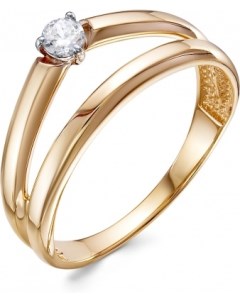 Кольцо с 1 фианитом из красного золота Юз гранат