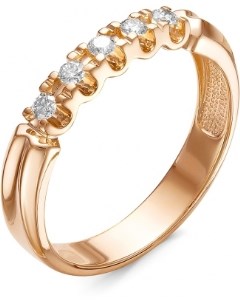 Кольцо с 5 бриллиантами из красного золота Klondike