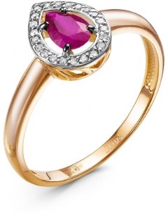 Кольцо с рубином и бриллиантами из красного золота Klondike