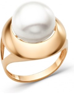 Кольцо с 1 жемчугом из красного золота Юз гранат