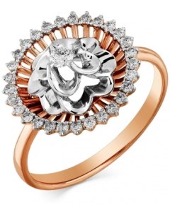 Кольцо Цветок с 30 бриллиантами из красного золота Мастер бриллиант