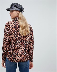 Рубашка с леопардовым принтом и длинными рукавами Boohoo