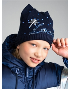 Шапка вязаная с отворотом для девочки School by playtoday