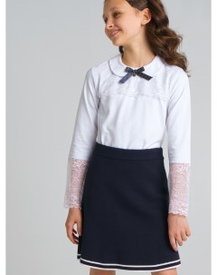 Блузка трикотажная с кружевом для девочки School by playtoday