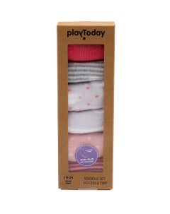 Носки 6 пар в комплекте для девочки Playtoday newborn-baby