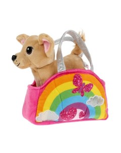 Мягкая игрушка Собачка в радужной сумочке с аппликацией 15 см Мой питомец